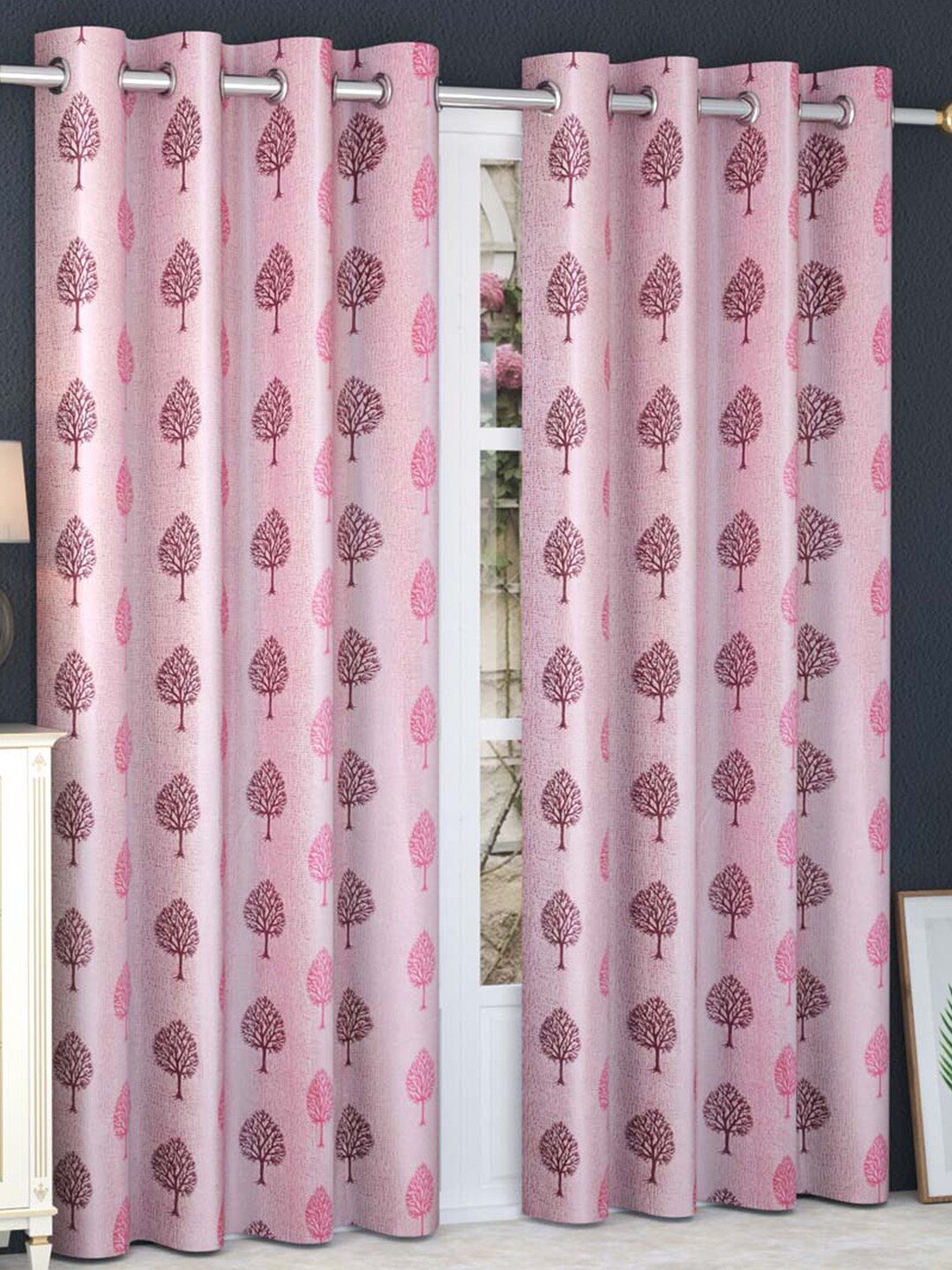 Slushy Mushy Pink Set of 2 Ethnic Motifs Door Curtain Price in India