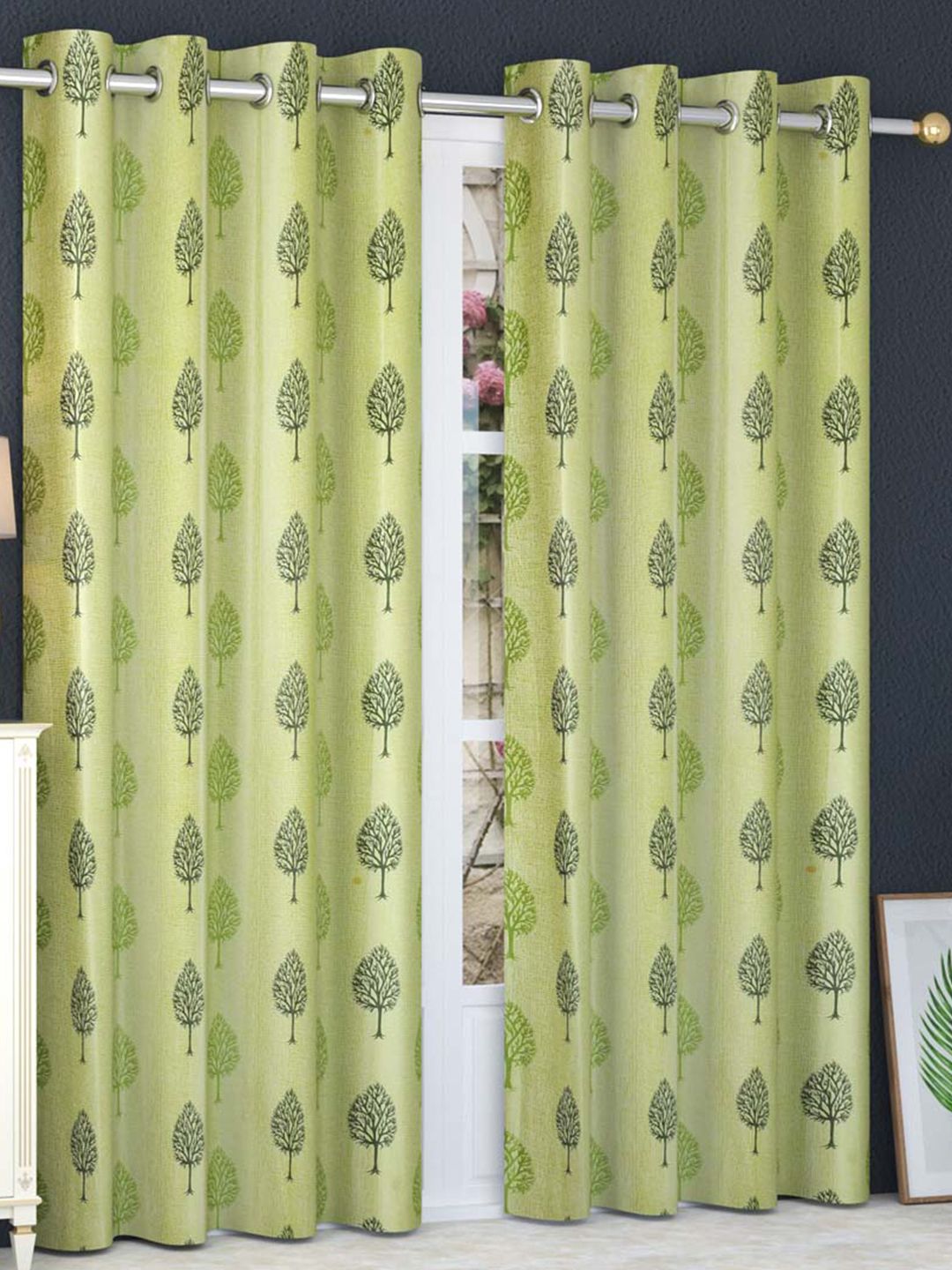 Slushy Mushy Green Set of 2 Ethnic Motifs Door Curtains Price in India