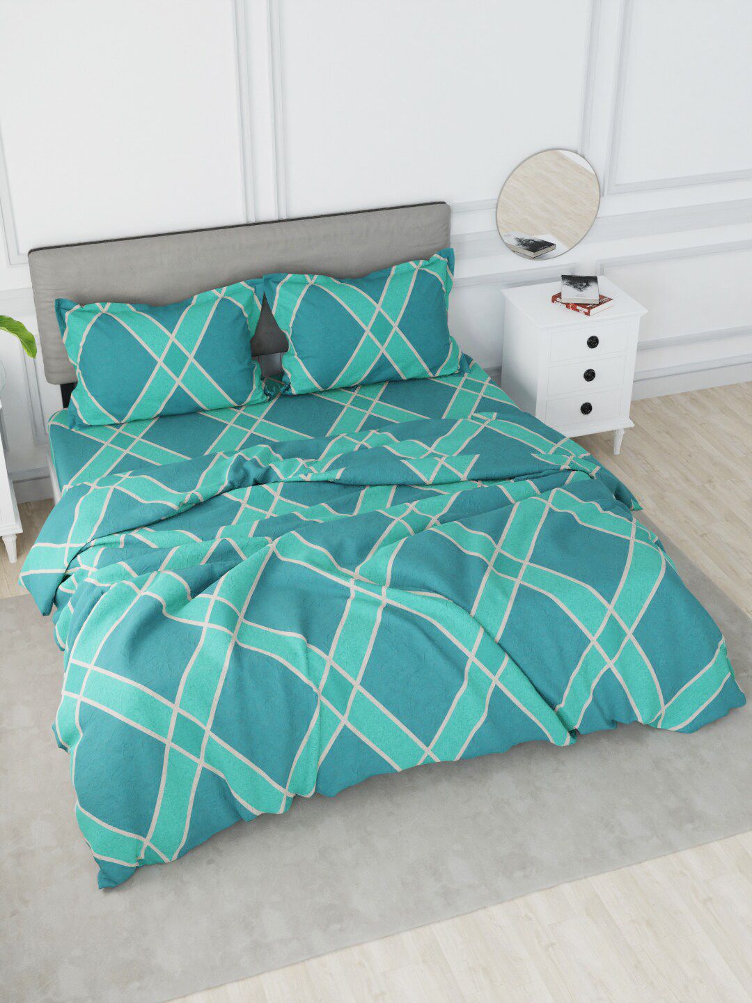 Nautica Green Printed Pure Cotton Bedding Set Price in India