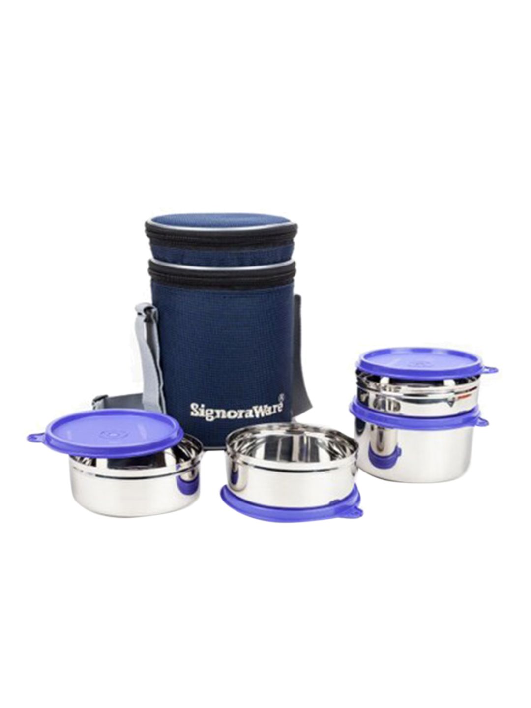 SignoraWare Unisex  Blue Solid Stainless Steel Lunch Box Price in India