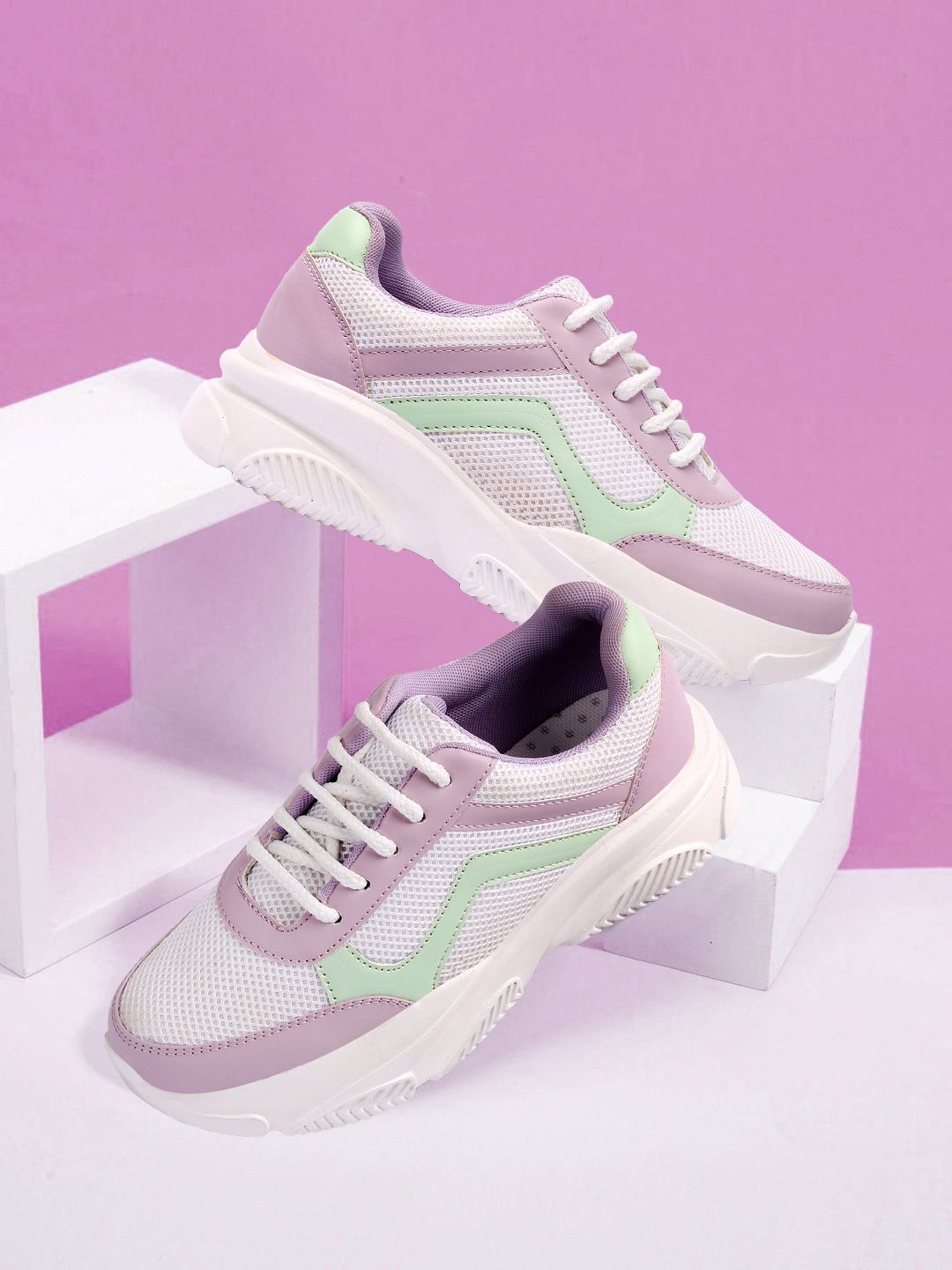 Bella Toes Women Lavender Colourblocked Sneakers Price in India