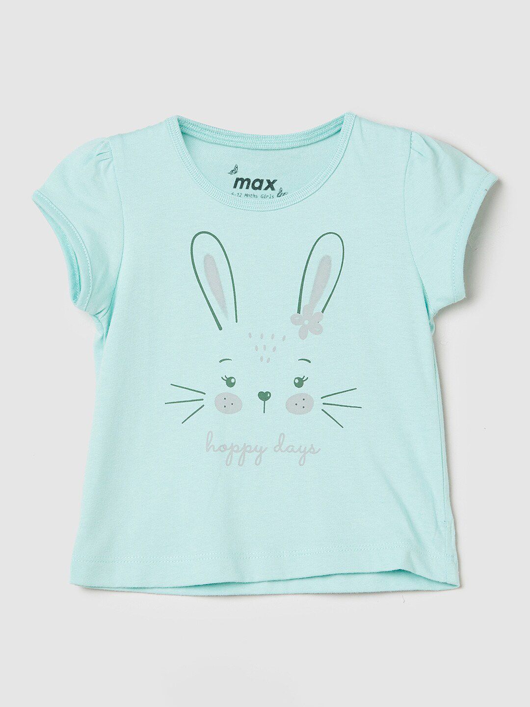 max Girls Blue Graphic Print Pure Cotton Top Price in India