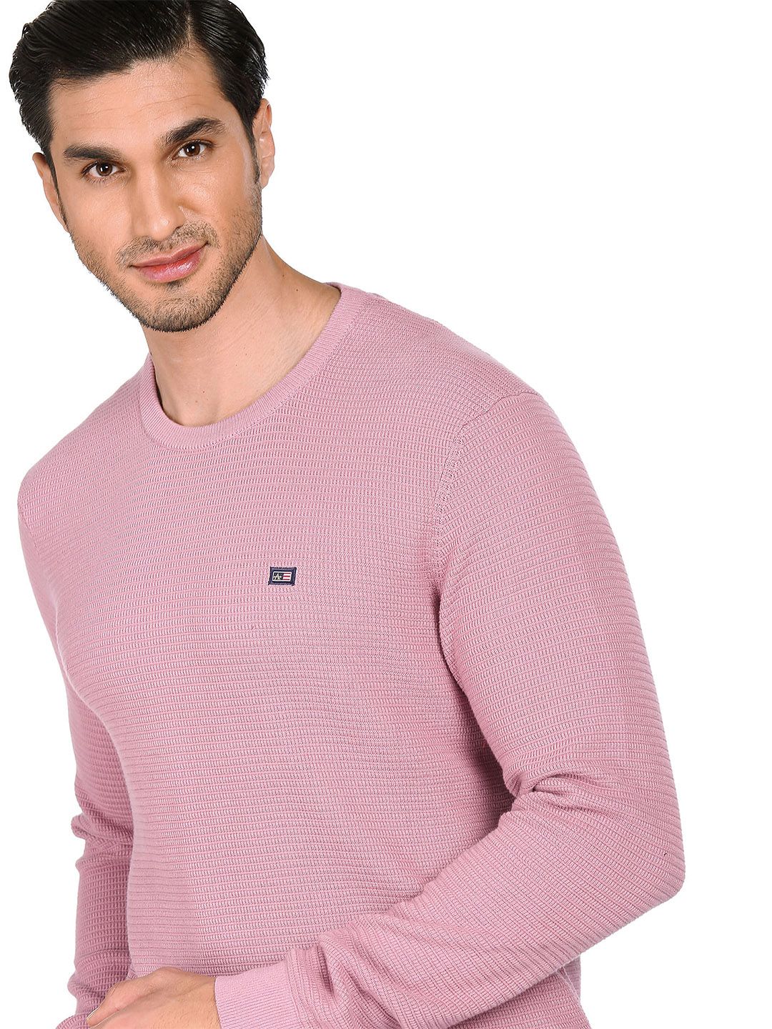 Arrow Sport Men Pink Pure Cotton Pullover Sweater