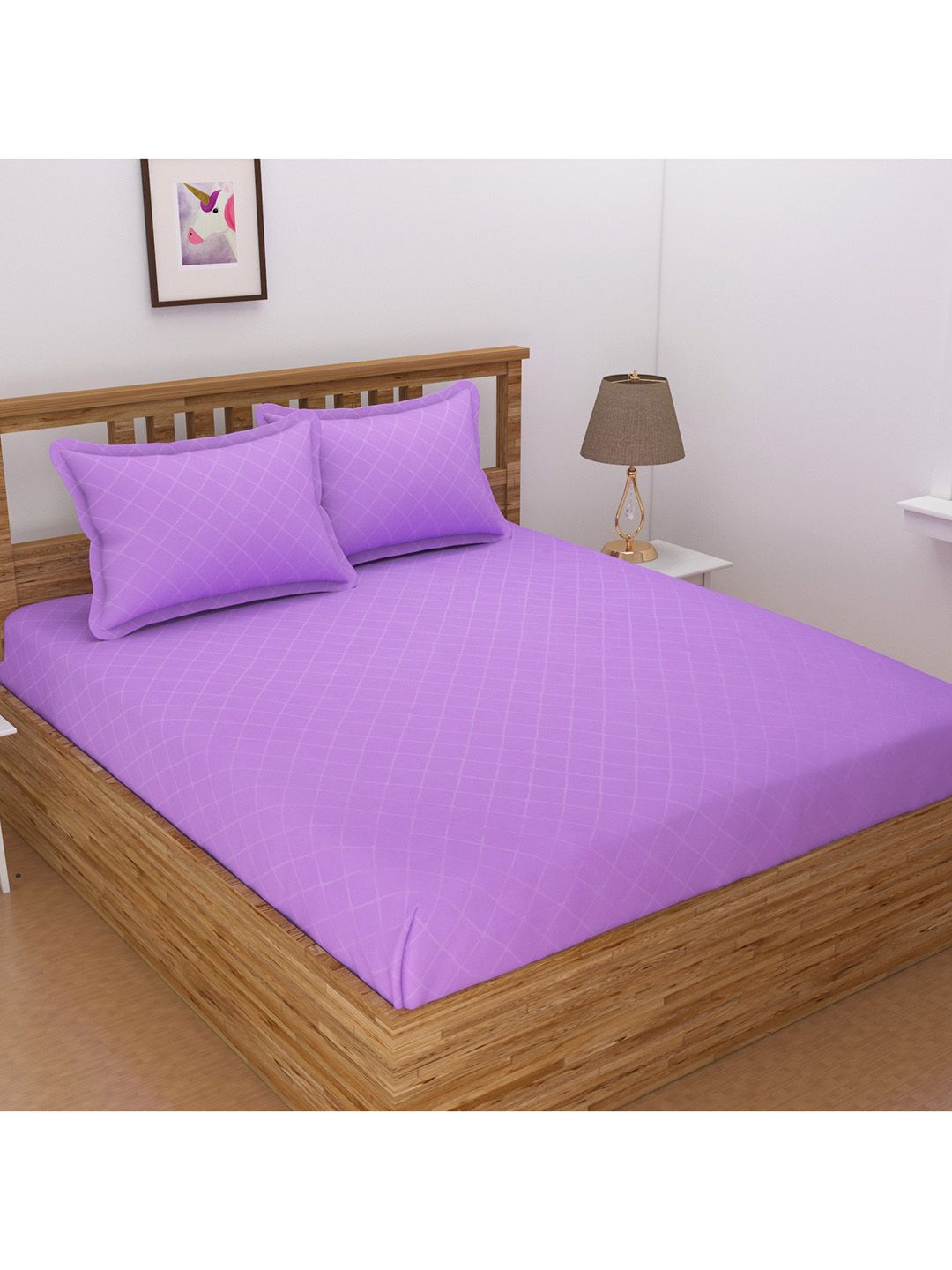 BELVOSTUM Lavender Geometric Crib Bedsheet with 2 Pillow Covers Price in India