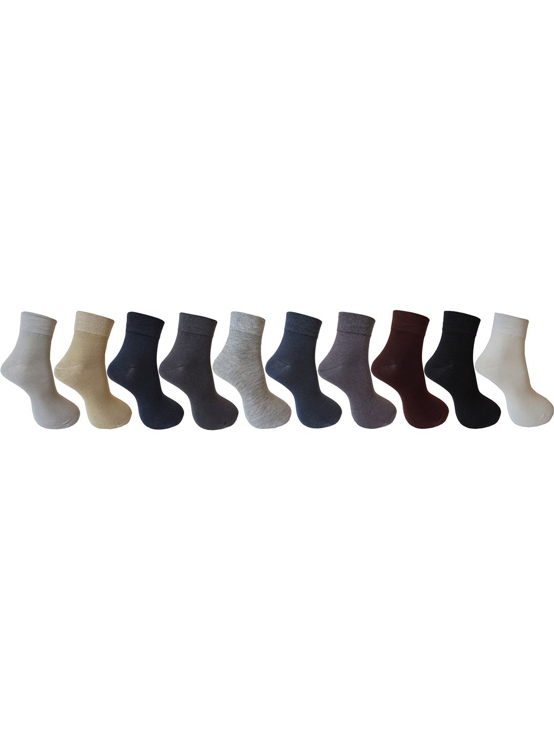 RC. ROYAL CLASS Men  Black And White Pack Of 10 Solid Ankle-Length Socks