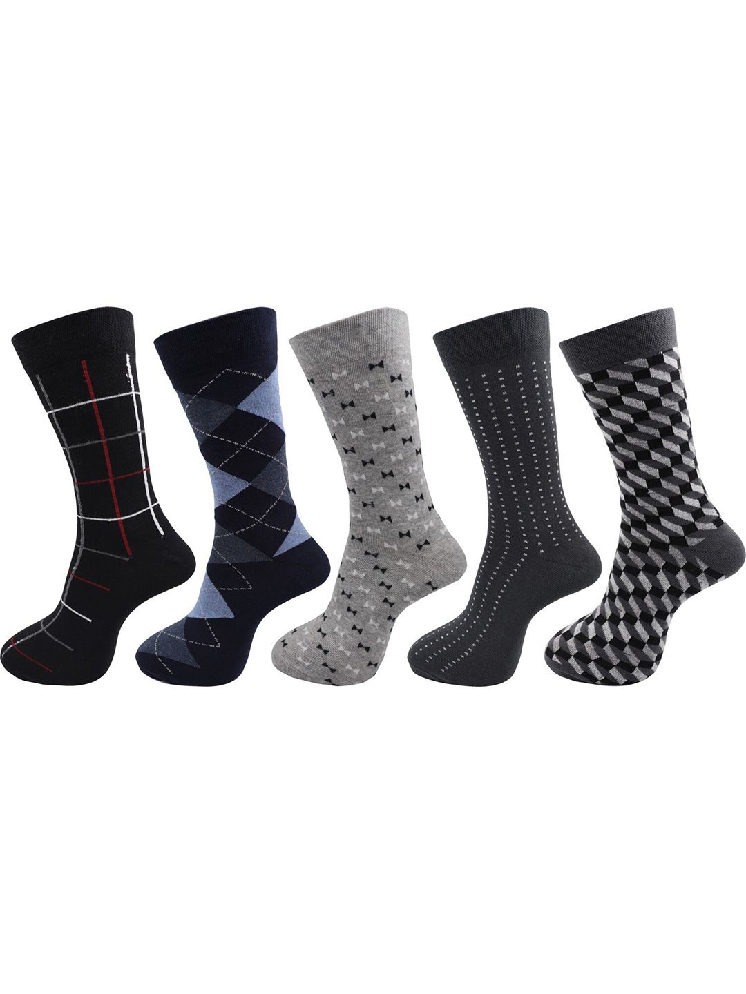 RC. ROYAL CLASS Men Pack Of 5 Patterned Calf-Length Socks