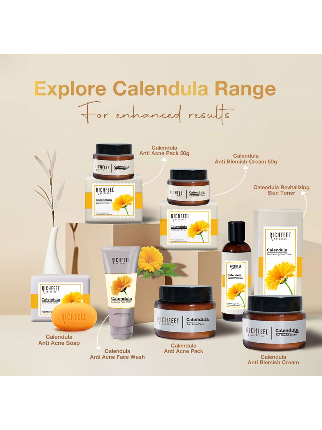 Buy Richfeel Set Of 7 Calendula Acne Soap 525g - Soap for Unisex