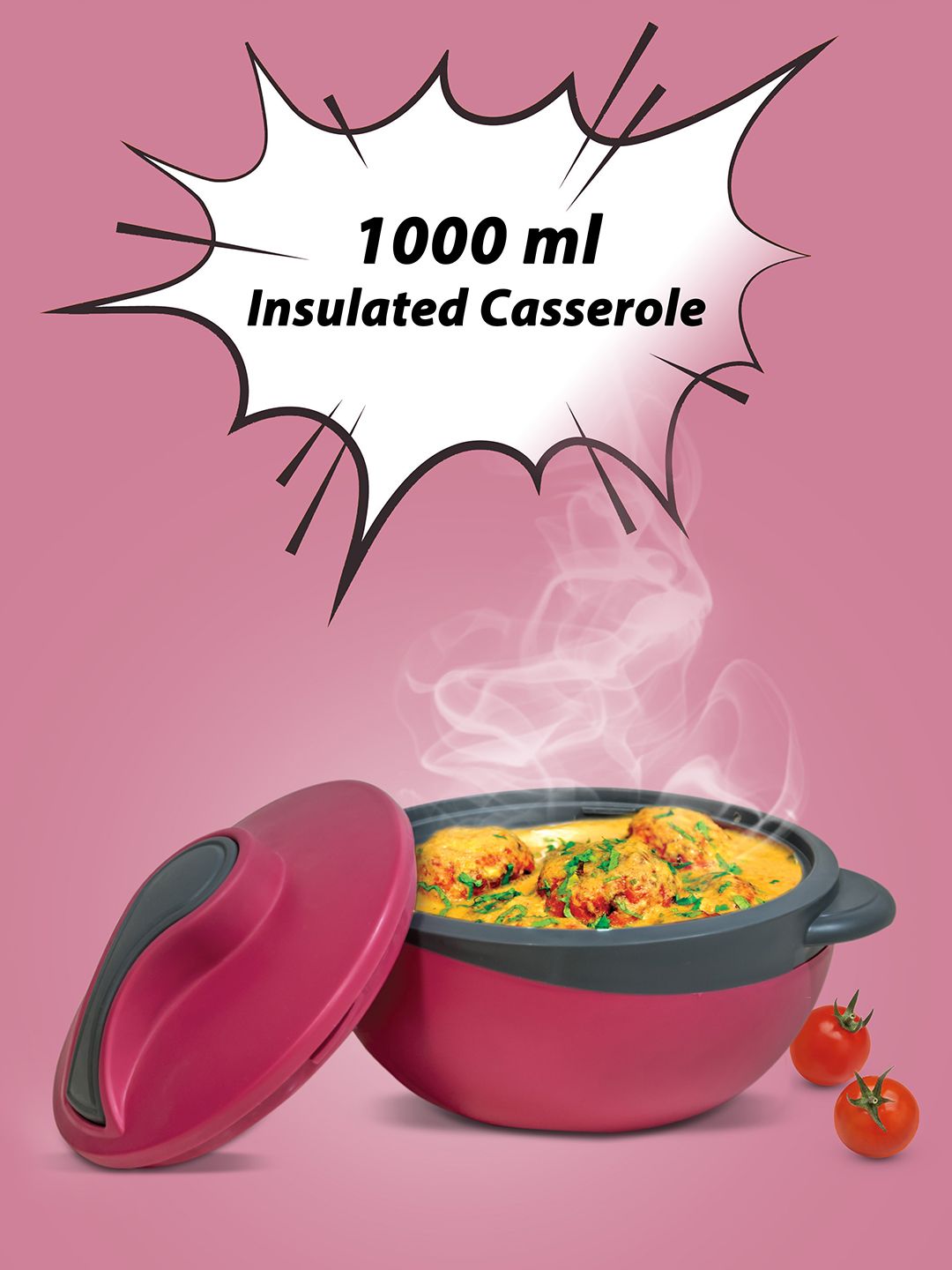Crown Craft Red Stainless Steel Joy Casserole With Inner Steel 1000ml Price in India