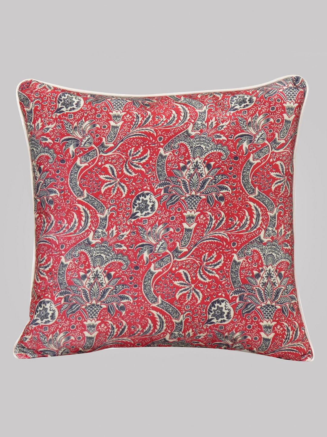 OUSSUM Red & Black Floral Velvet Square Cushion Covers Price in India