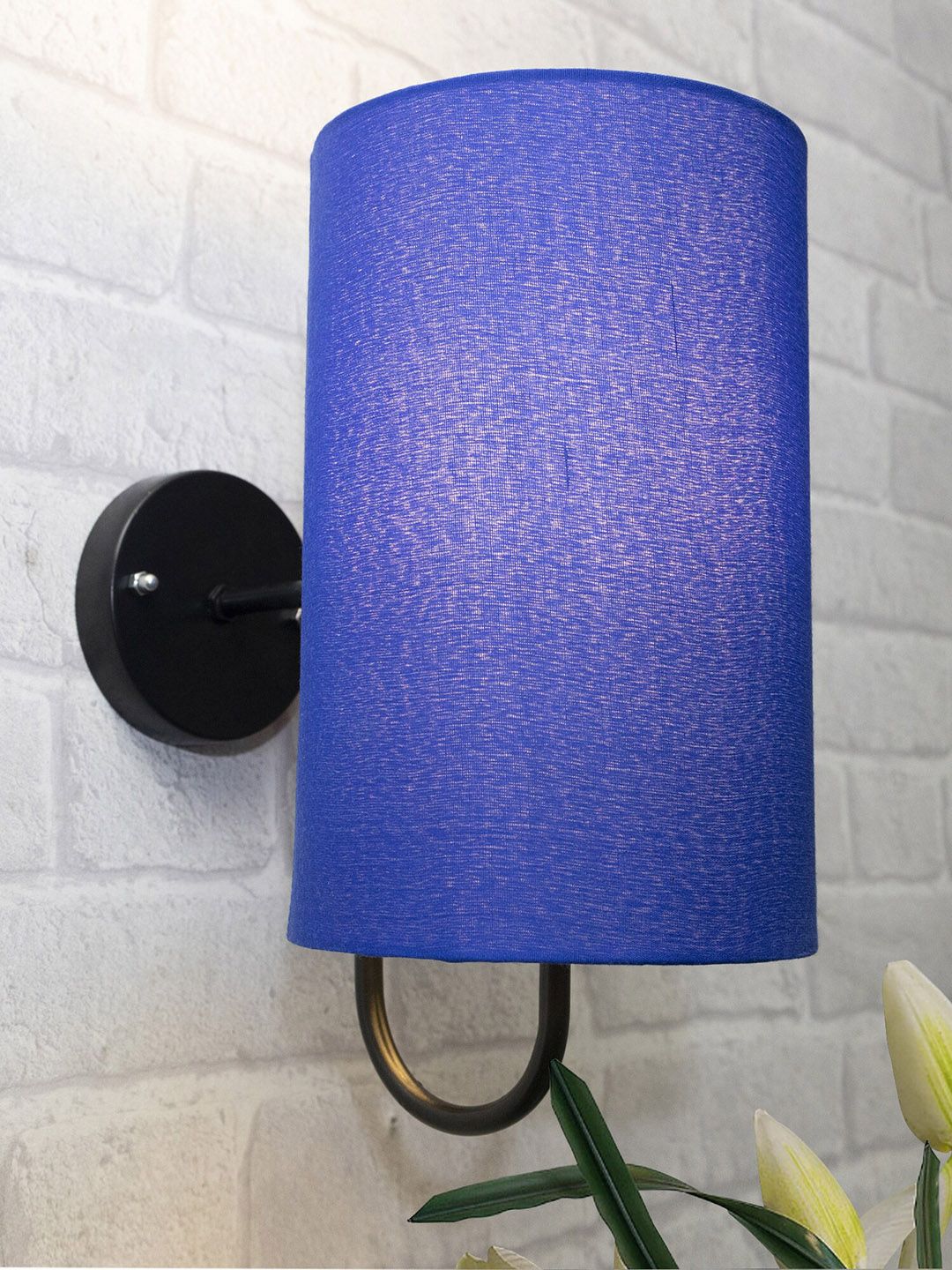 Homesake Blue Solid Gooseneck stands With  Cylinder Shade Wall Lamps Price in India