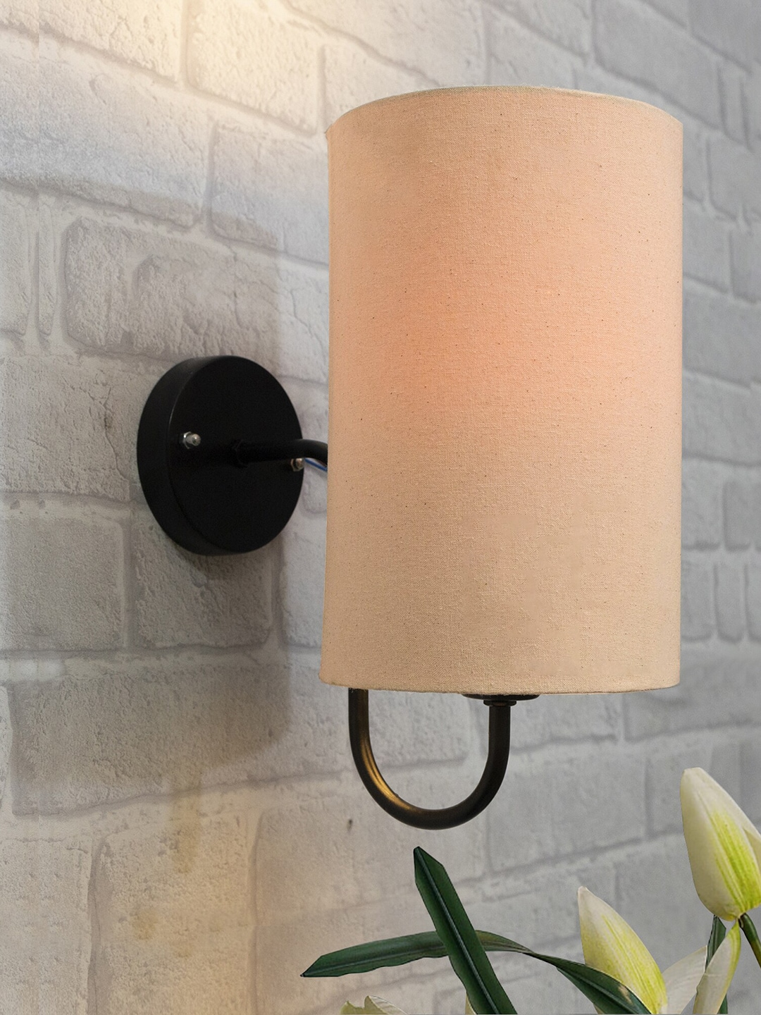 Homesake Beige Solid Gooseneck Stands With Cylinder Shade Wall Lamps Price in India