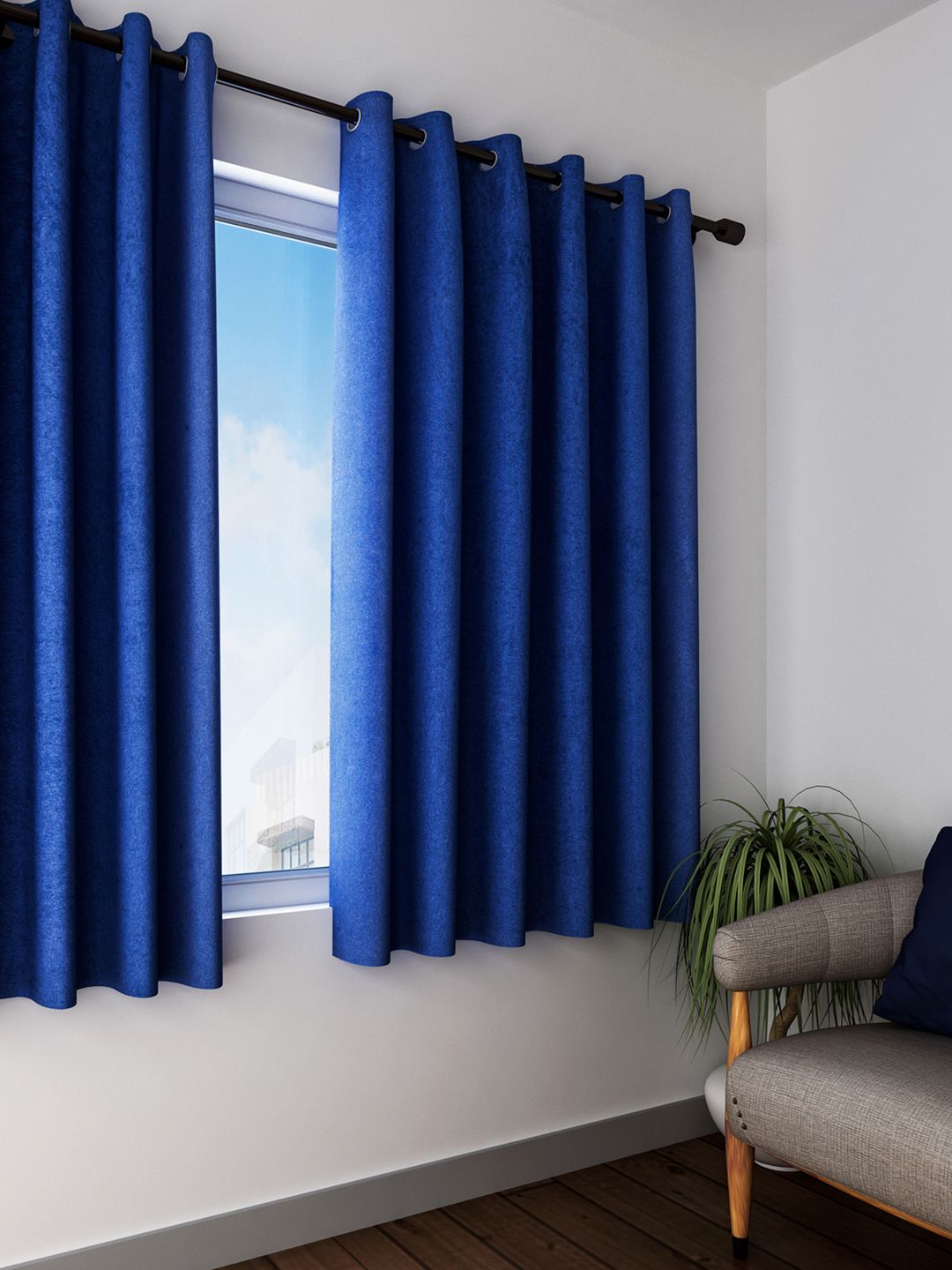 Cortina Blue Set of 2  Window Curtains Price in India