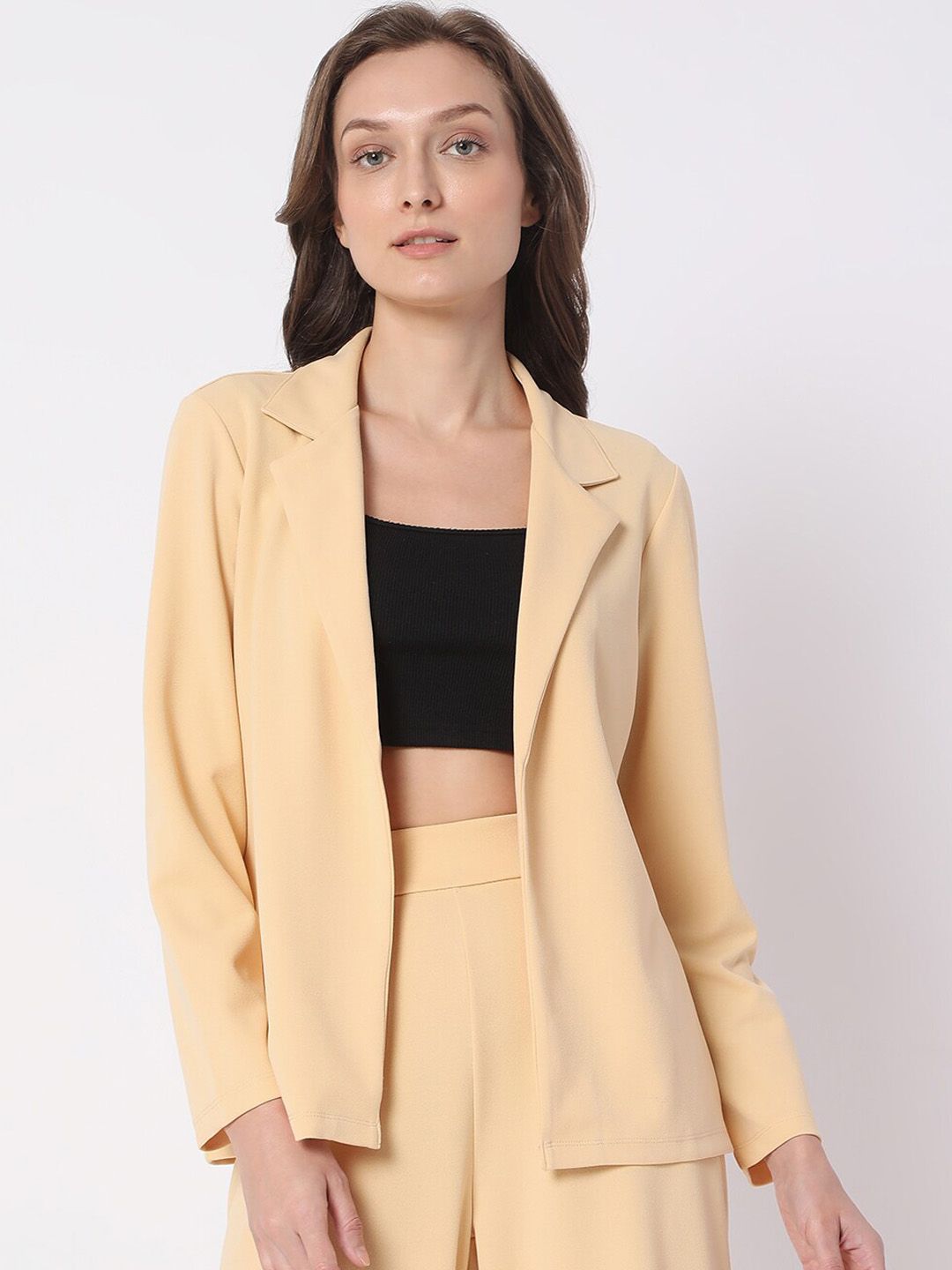 Vero Moda Women Peach-Coloured Solid Blazer Price in India