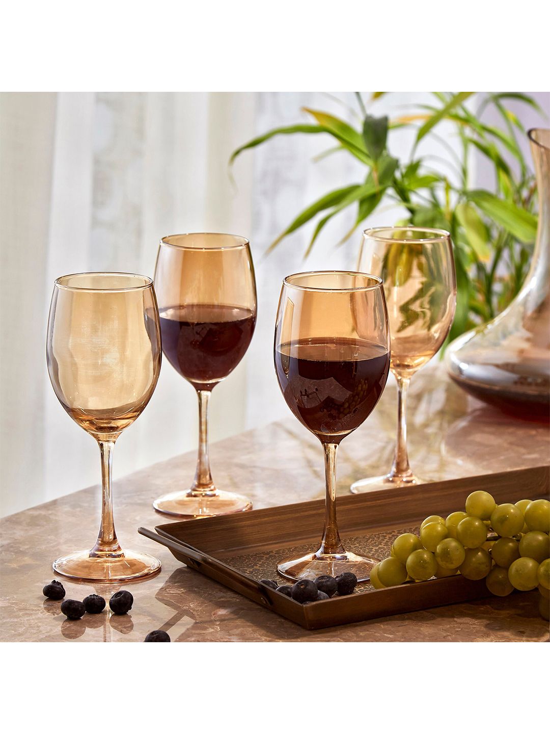 Home Centre Set of 4 Showstopper Seong Gold-Coloured Wine Glass Set 330ml Price in India