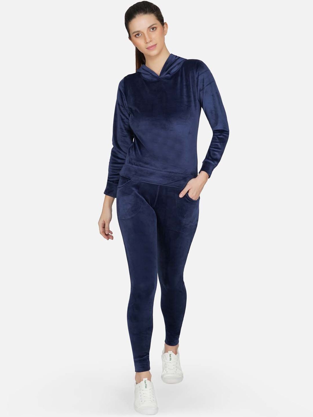 NEU LOOK FASHION Women Navy Blue Solid Slim-Fit Tracksuits Price in India