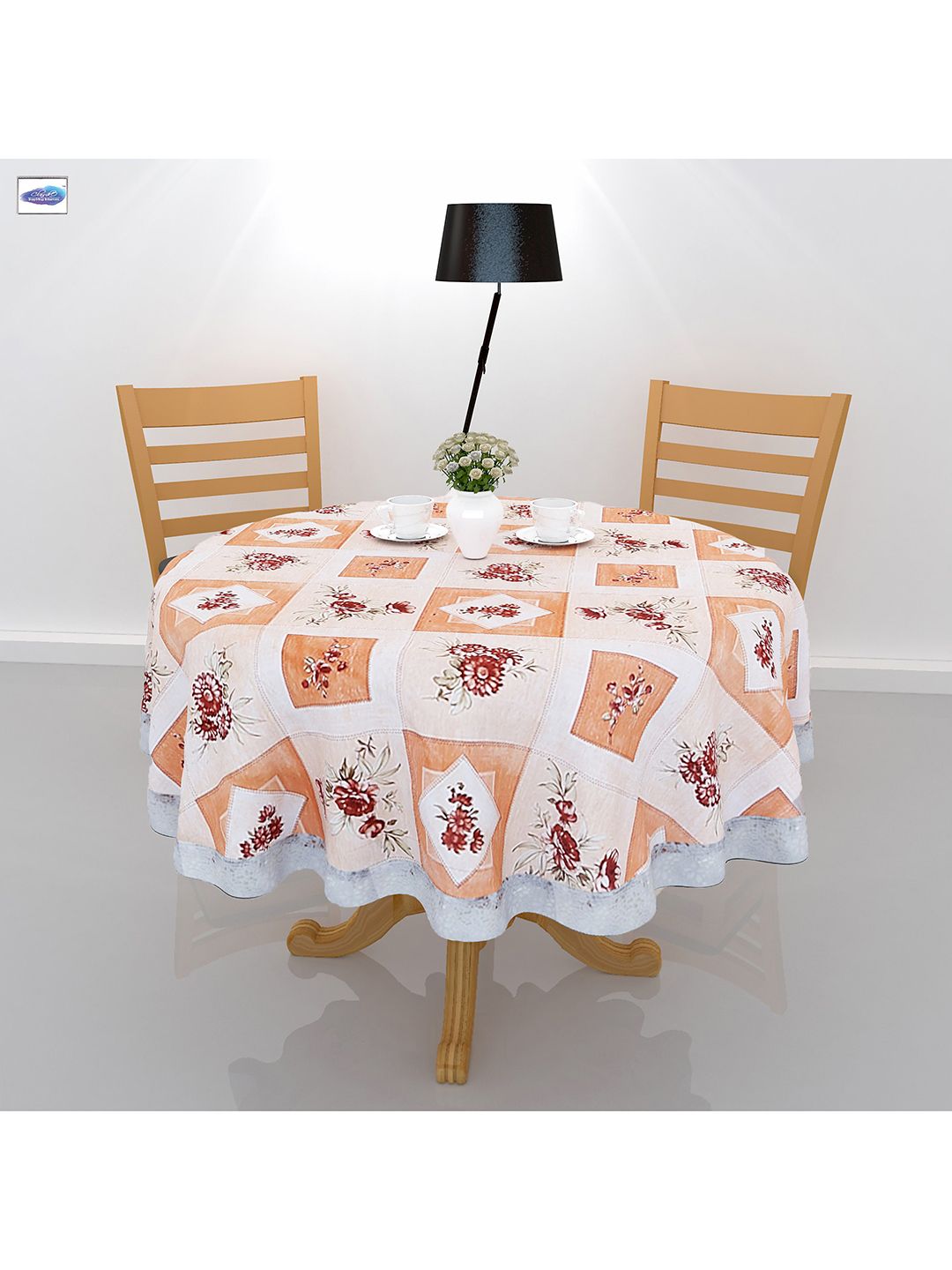 Clasiko White & Brown Printed 4 Seater Table Covers Price in India
