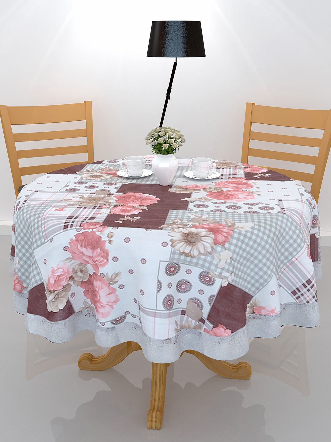Clasiko White & Pink Printed 4 Seater Table Covers Price in India