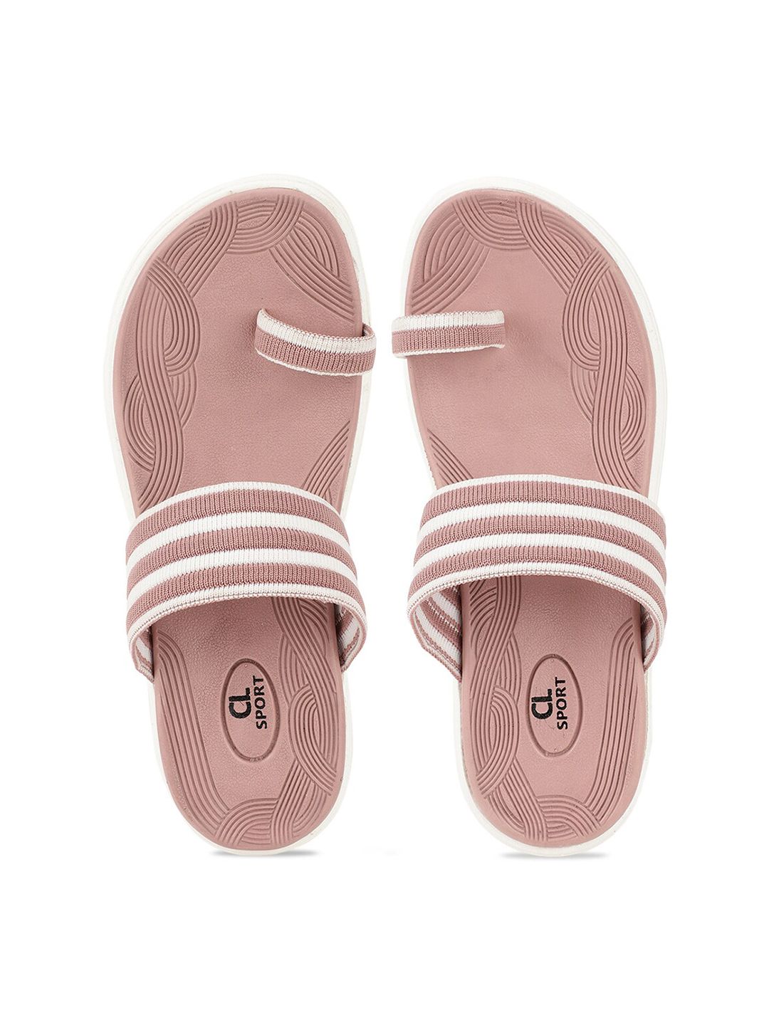 Carlton London sports Women Pink & White Striped Slip-On