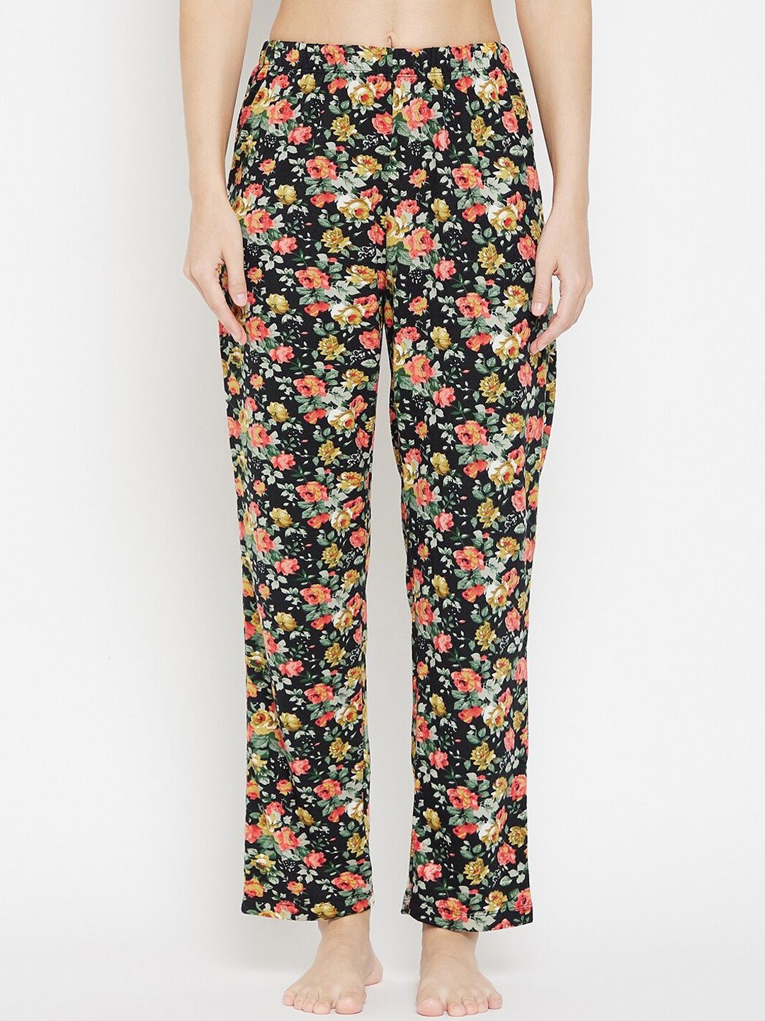 MADAME M SECRET Women Black Floral Print Lounge Pants Price in India