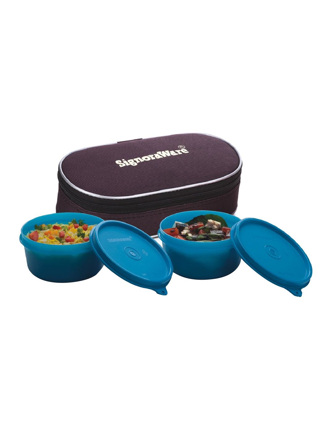 SignoraWare Blue Solid Plastic Lunch Box With Bag Price in India