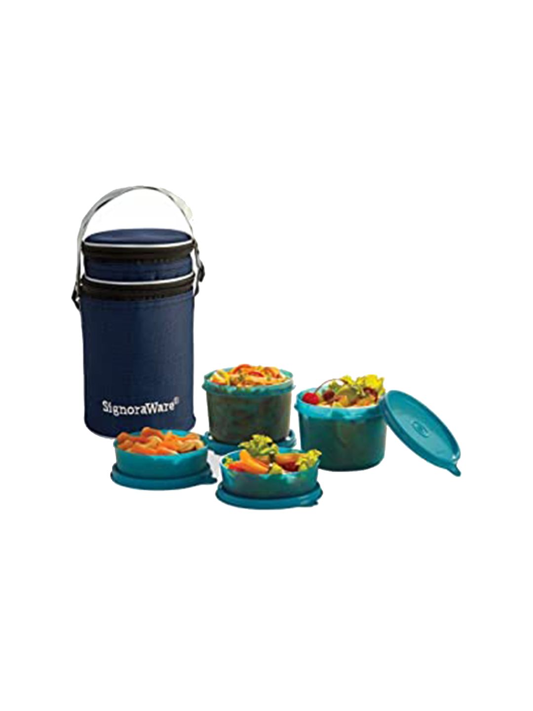 SignoraWare Blue Solid Plastic Lunch Box With Bag Price in India