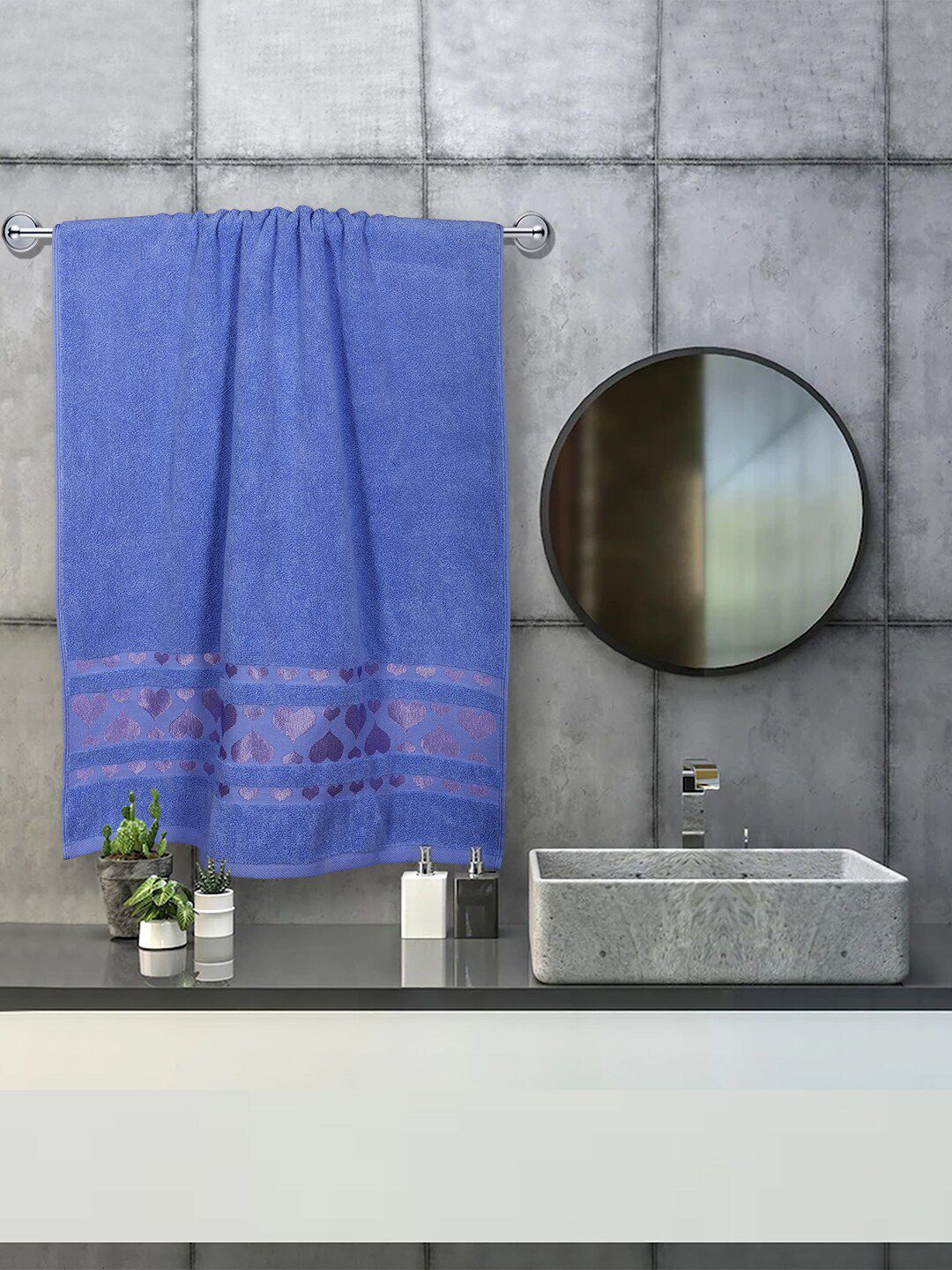 RANGOLI Set of 2 Blue 550GSM Zero Twist Bath Towel Set Price in India