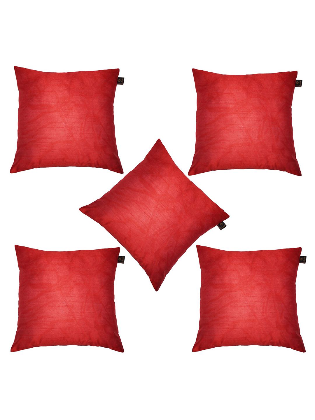 Lushomes Red Set of 5 Square Cushion Covers Price in India