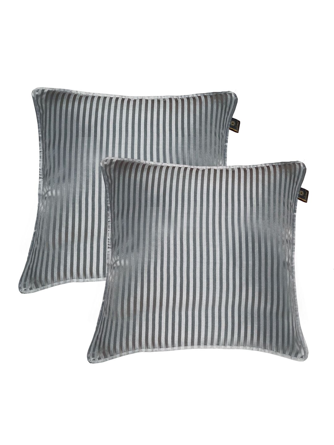 Lushomes Grey Set of 2 Striped Square Cushion Covers Price in India