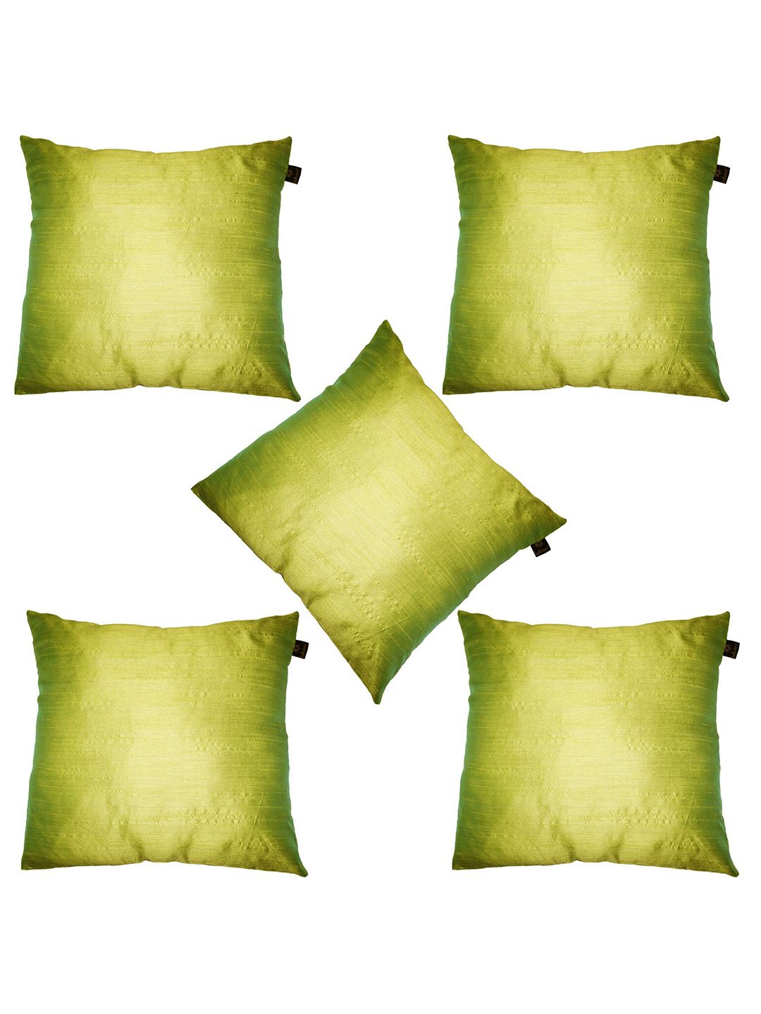 Lushomes Green Pack of 5 Square Cushion Covers Price in India