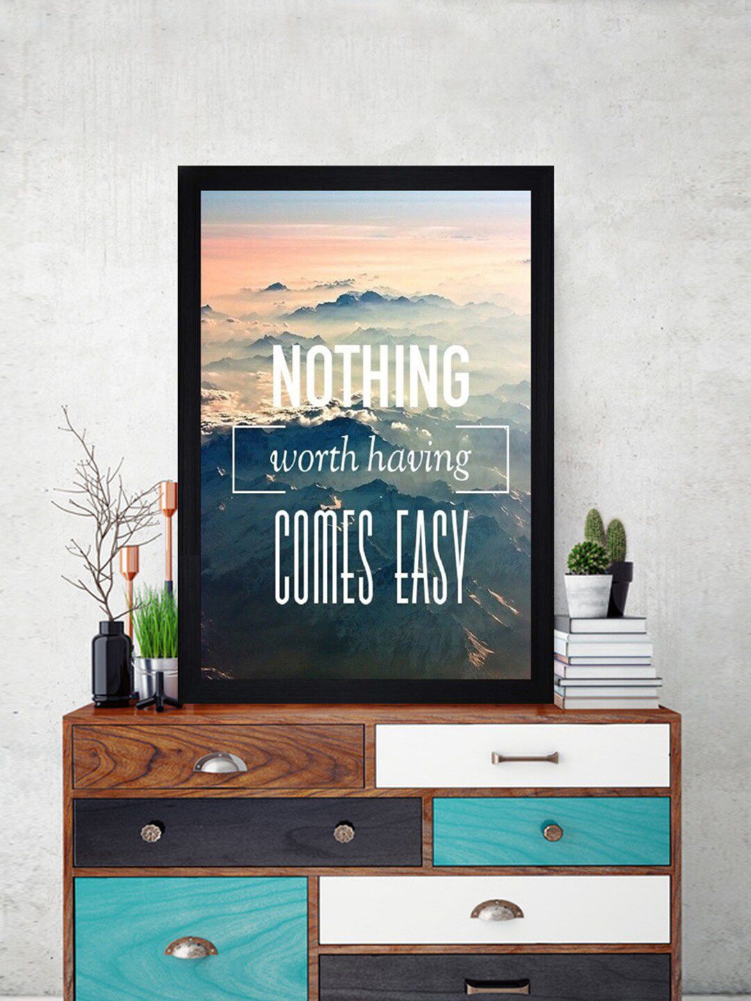 Gallery99 Multicoloured Nothing Comes Easy Texture Paper Framed Wall Art Price in India