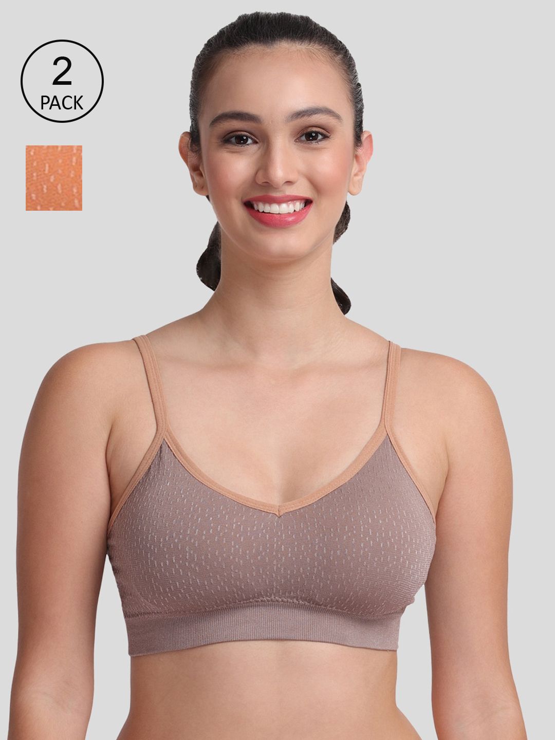 Amour Secret Pack Of 2 Brown & Rust Lightly Padded & Non-Wired Seamless Bra Price in India