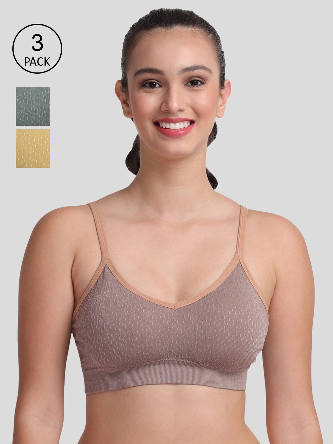 Amour Secret Women Set Of 3 Lightly Padded Sports Bra Price in India