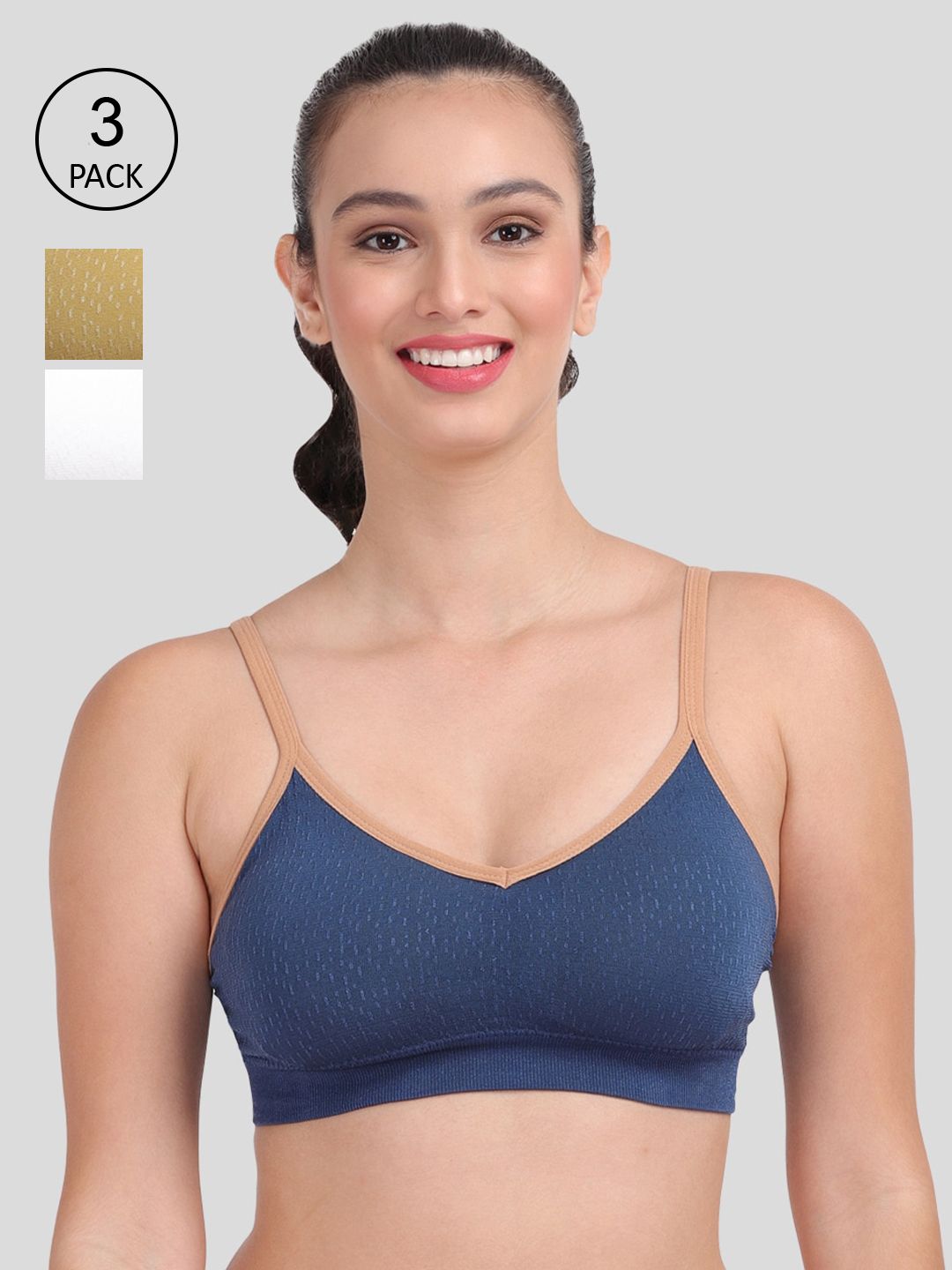 Amour Secret Women  Blue & Olive Green Pack of 3 Bra Price in India