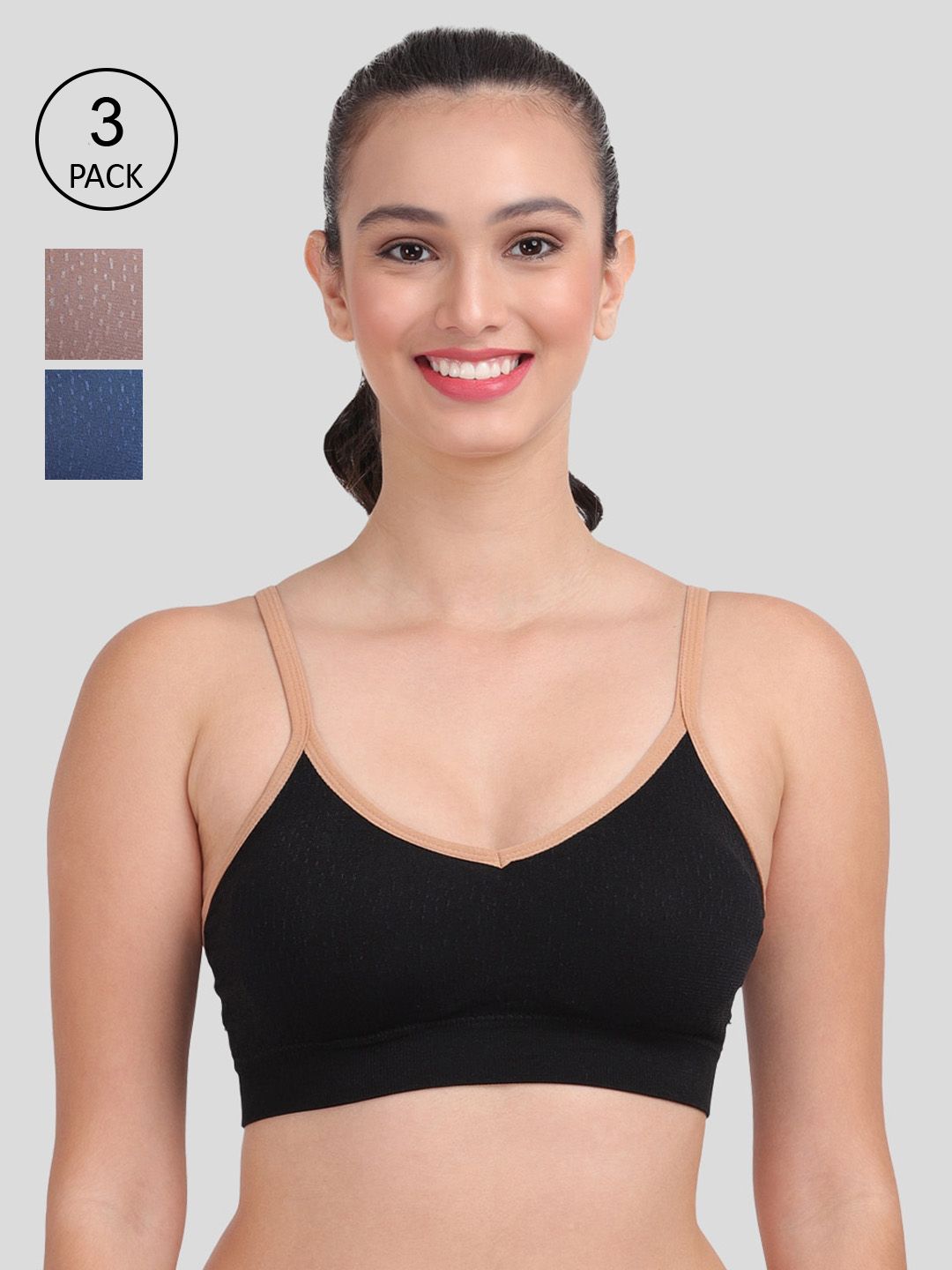 Amour Secret Black & Blue Bra Price in India