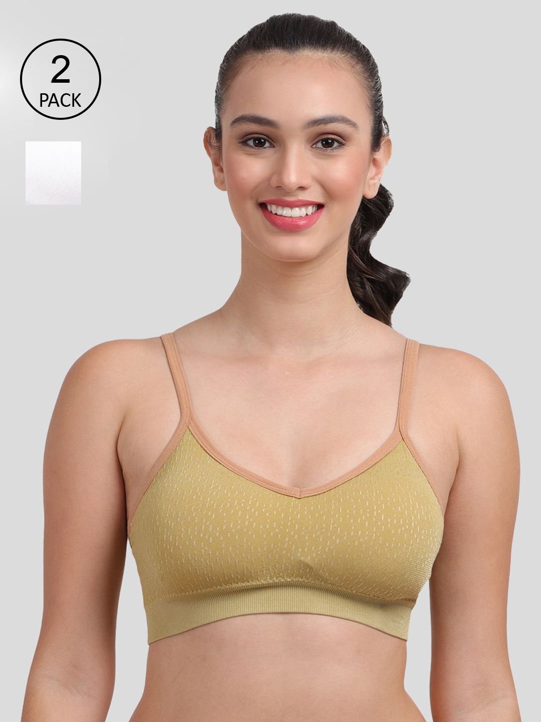 Amour Secret Women Olive Green & White Solid Bra Price in India