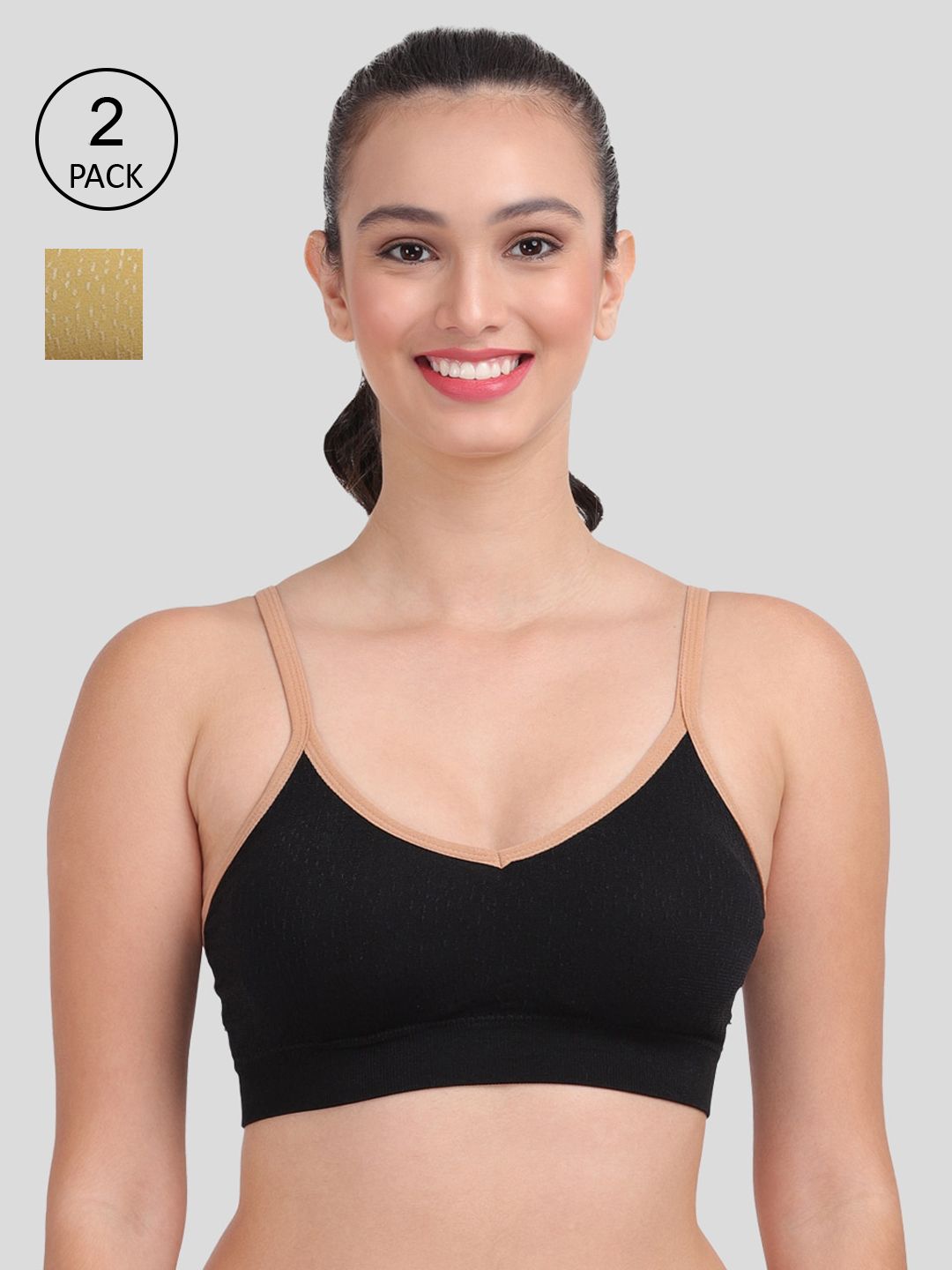 Amour Secret Black & Olive Green Lightly Padded Sports Bra Price in India