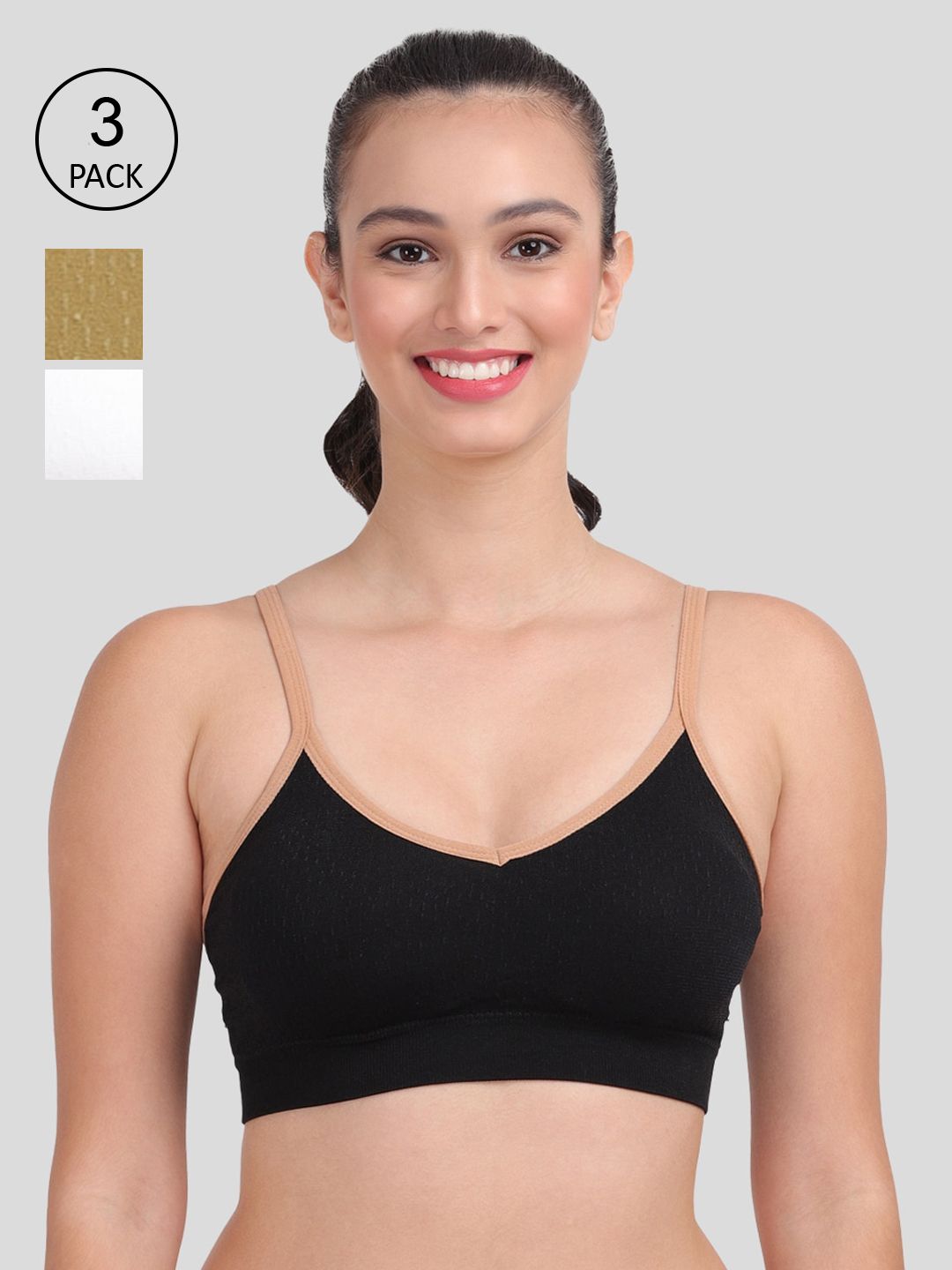 Amour Secret Women Pack Of 3 Lightly Padded Sports Bra S1015 Price in India