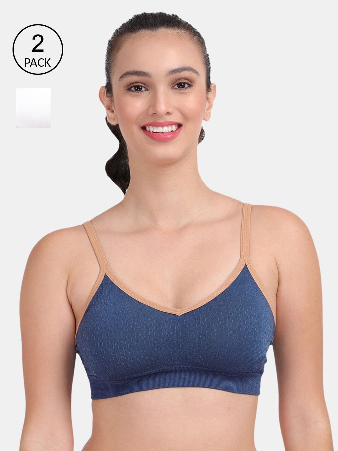 Amour Secret Pack of 2 Women Blue & White Bra Price in India