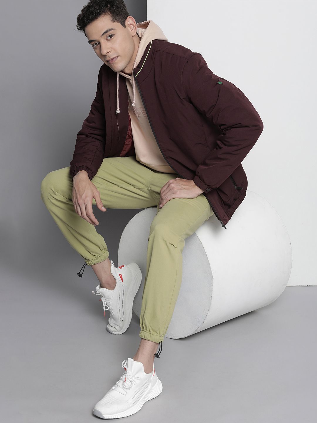The Indian Garage Co Men Solid Zip-Front Bomber Jacket