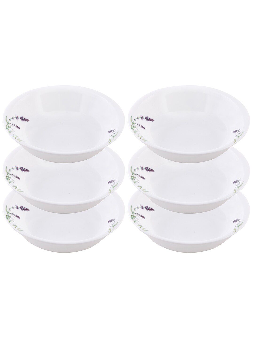 Corelle White & Purple 6 Pieces Floral Printed Glossy Bowls Price in India