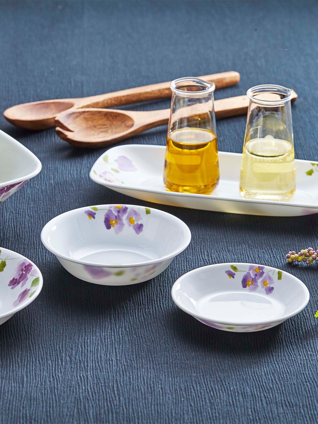 Corelle White & Lavender 6 Pieces Floral Printed Glossy Bowls Price in India