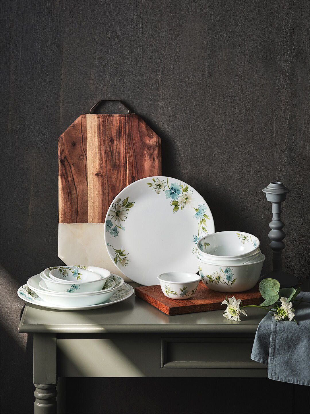 Corelle White & Green 6 Pieces Corelle Asia Collection Fairy Flora Glossy Bowls Price in India
