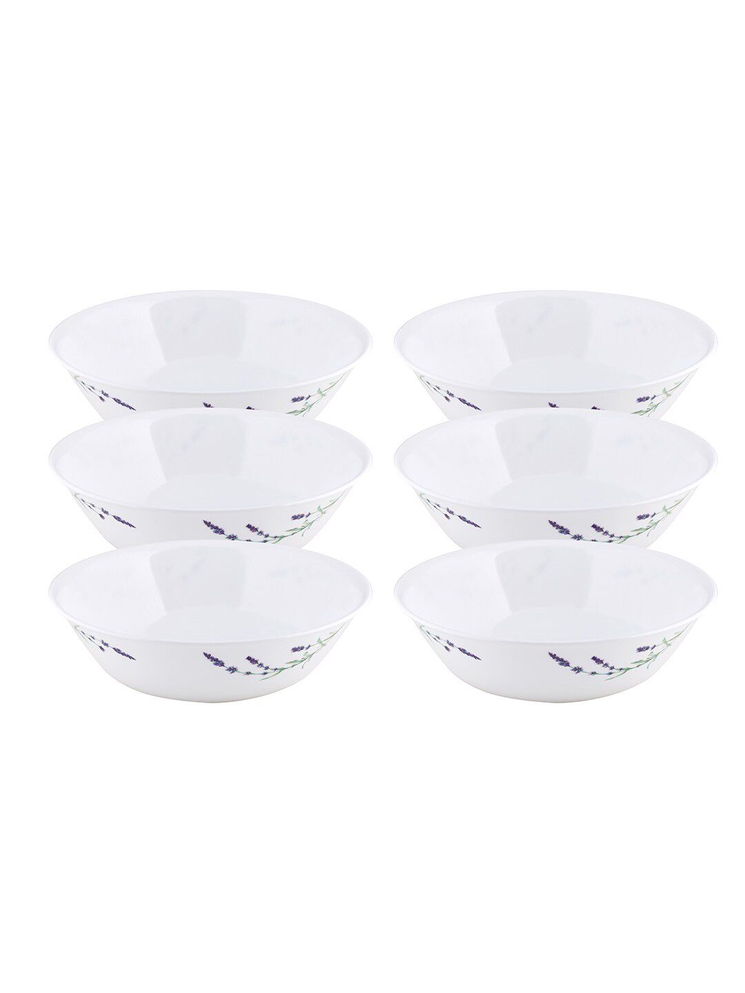 Corelle White & Purple 6 Pieces Floral Printed Glossy Bowls Price in India