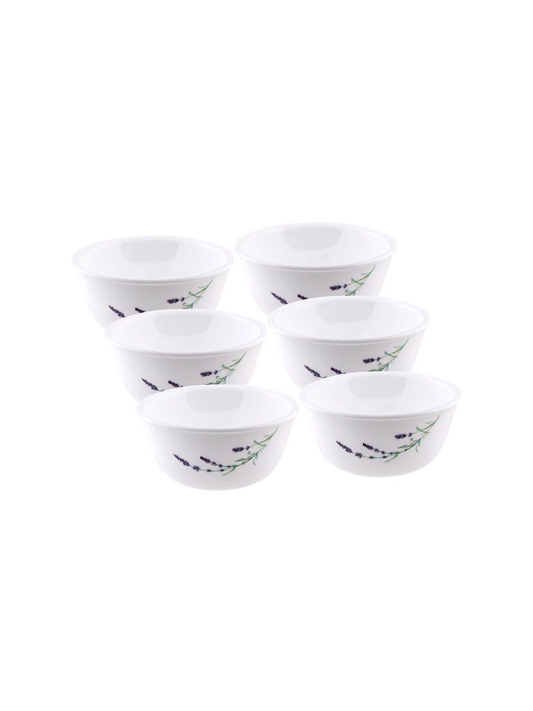 Corelle White & Green Set Of 6 Pieces Floral Printed Glossy Bowls Price in India
