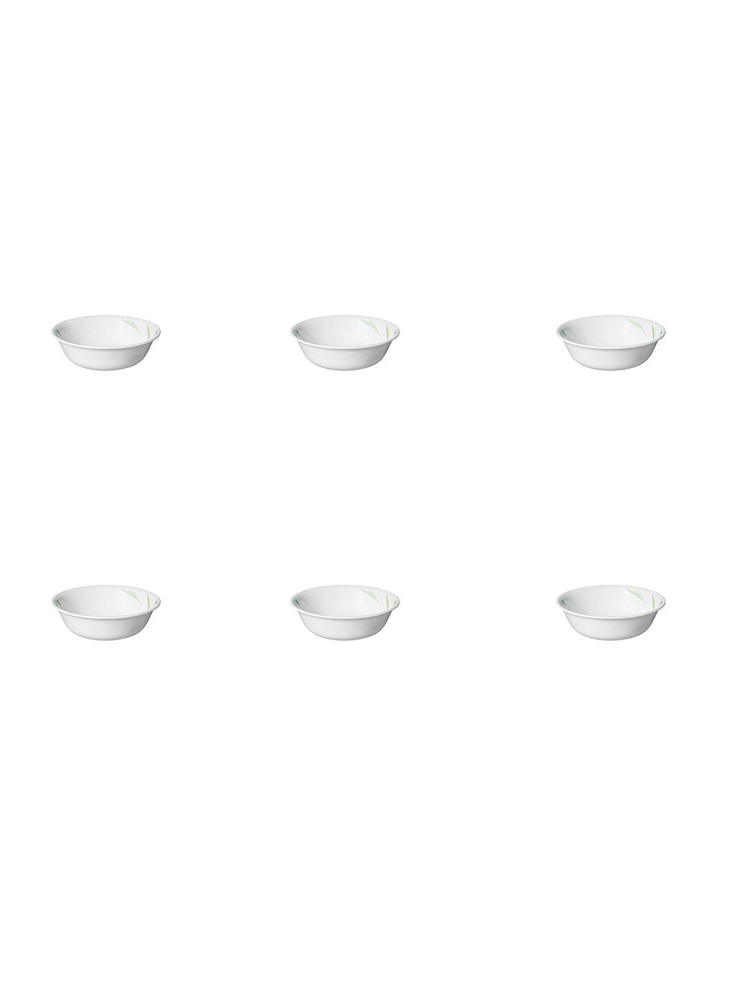 Corelle White & Green Set Of 6 Floral Printed Glossy Bowls Price in India