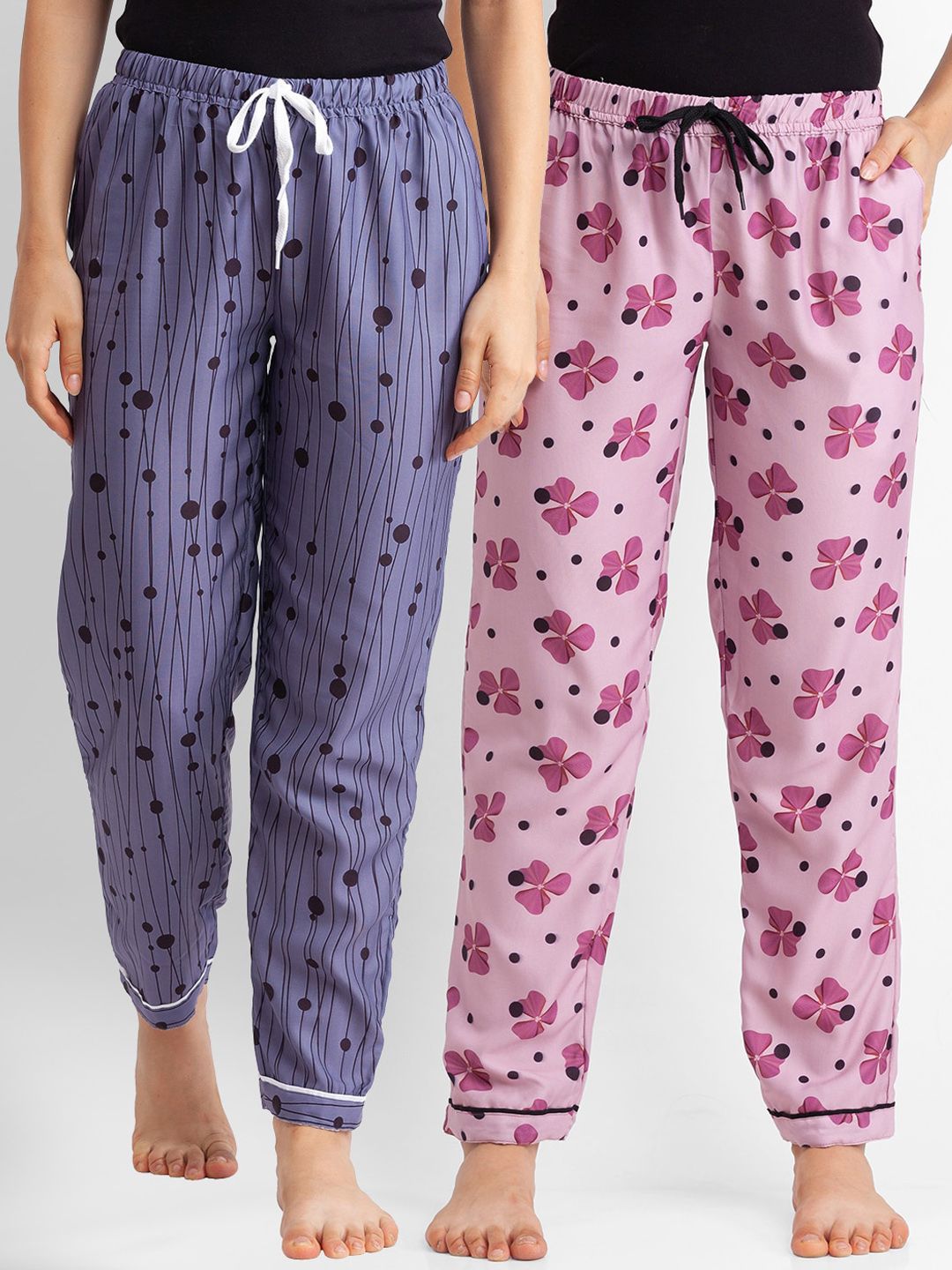 FashionRack Women Pack of 2 Printed Cotton Lounge Pants Price in India