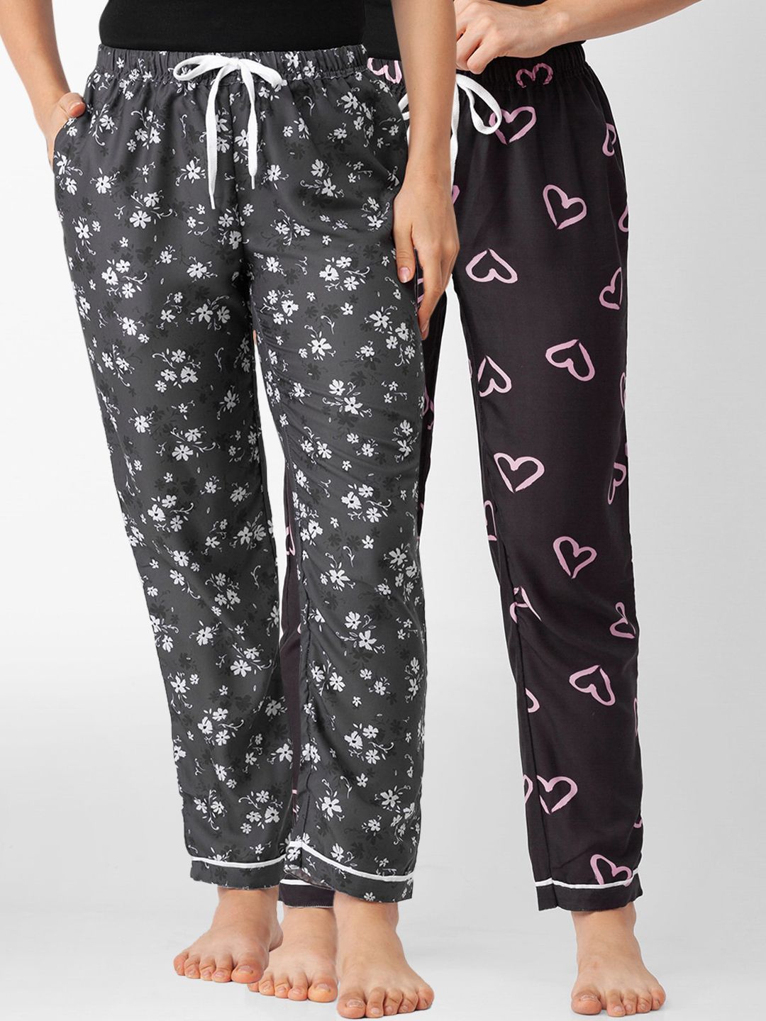 FashionRack Women Pack of 2 Printed Cotton Lounge Pants Price in India