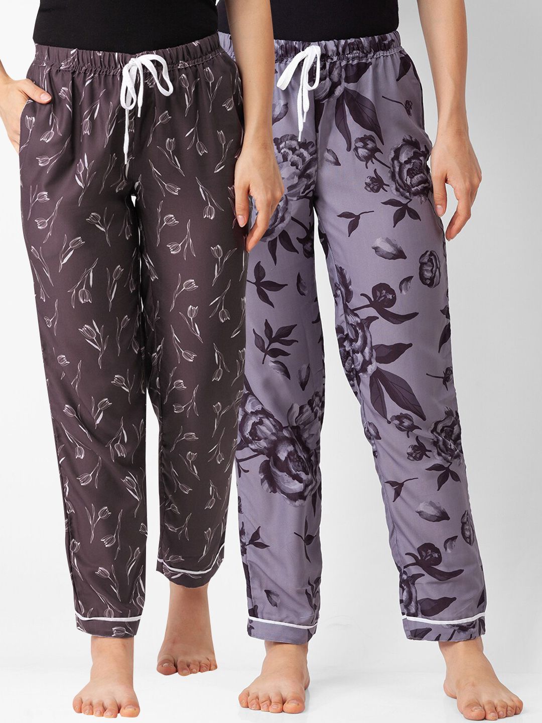 FashionRack Women Pack Of 2 Printed Cotton Lounge Pants Price in India