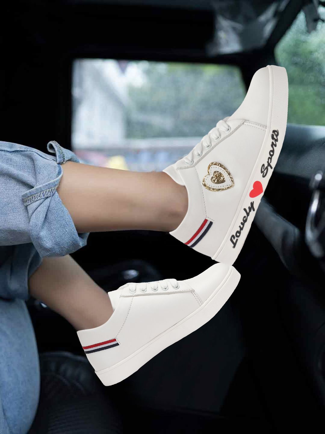 Longwalk Women White Textured Sneakers