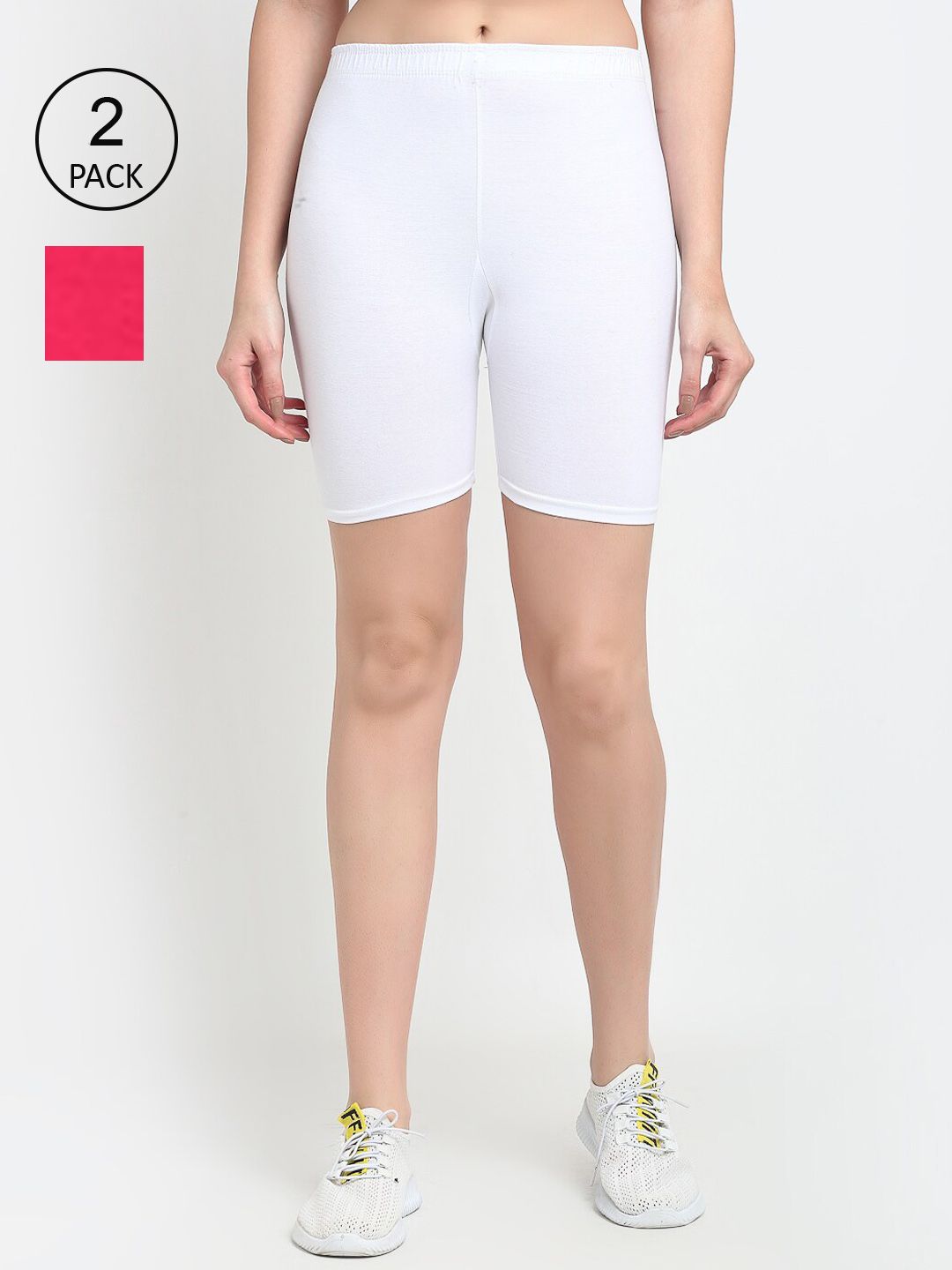 GRACIT Pack Of 2 Women White Cycling Sports Shorts Price in India